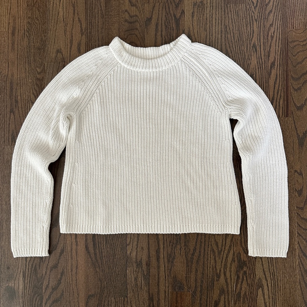 Quince Organic Cotton Fisherman Crew Sweater Ivory